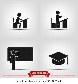 pupil desk chair cap vector illustration