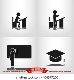 pupil desk chair cap vector illustration