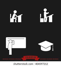 pupil desk chair cap vector illustration