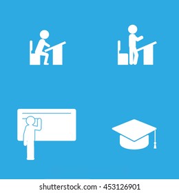 pupil desk chair cap vector illustration