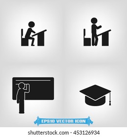 pupil desk chair cap vector illustration