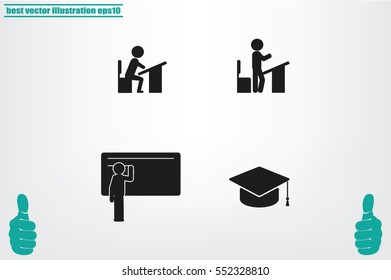 pupil desk chair cap vector illustration