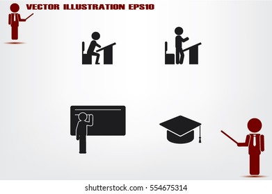 pupil desk chair cap vector illustration.