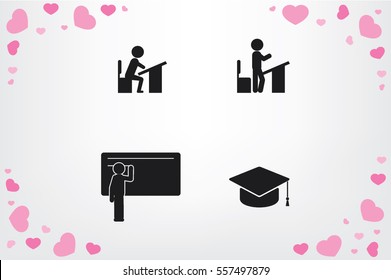 pupil desk chair cap vector illustration