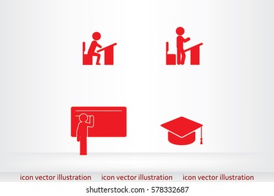 pupil desk chair cap vector illustration.
