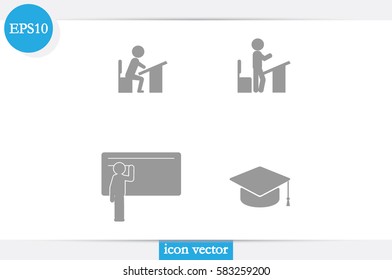 pupil desk chair cap vector illustration.