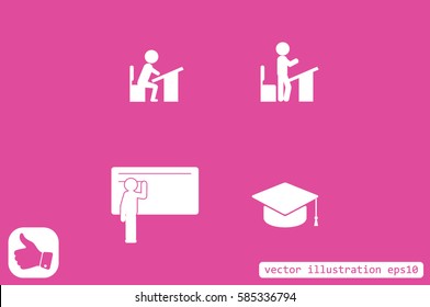 pupil desk chair cap vector illustration