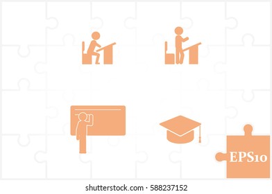pupil desk chair cap vector illustration