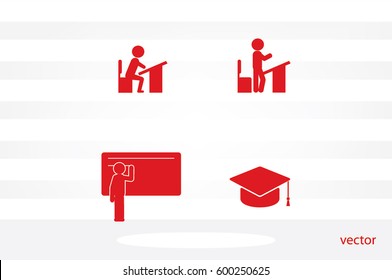 pupil desk chair cap vector illustration