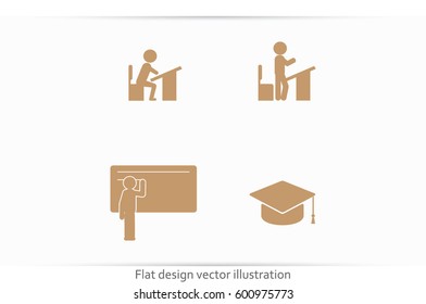 pupil desk chair cap vector illustration