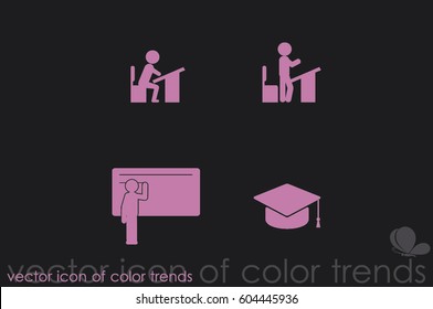 pupil desk chair cap vector illustration