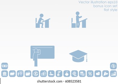 pupil desk chair cap vector illustration