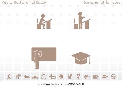 pupil desk chair cap vector illustration