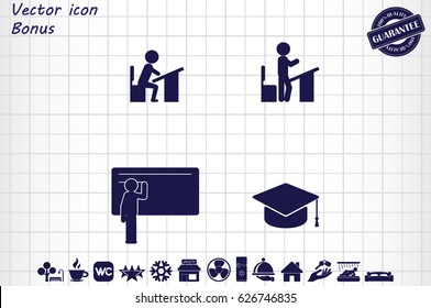 pupil desk chair cap vector illustration