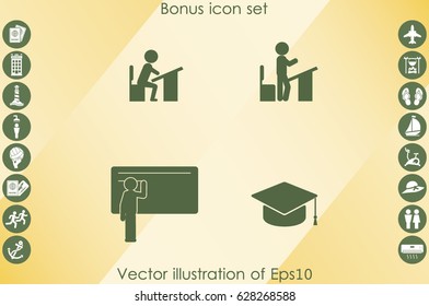 pupil desk chair cap vector illustration