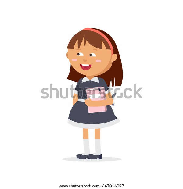 Pupil Dressed School Uniforms Holding Textbooks Stock Vector (Royalty ...