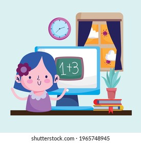 educación de los alumnos en casa con computadora