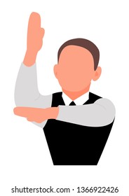 The pupil or man pulls the arm, has an idea. The pupil or student or businessman has the answer. The pupil or student answers the question.