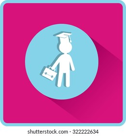 Pupila em Mortarboard. Ícone de vetor plano