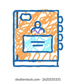Vector del bosquejo del icono del doodle del cuaderno de la pupila. Muestra del cuaderno de la pupila