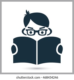 Pupil read the book icon on the background