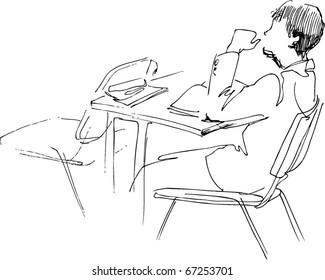 Pupil At A School Desk