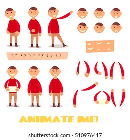 Pupil set character for your scenes. Parts of body template for design work and animation. Pupil face and body elements. Funny cartoon character.