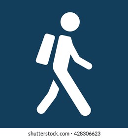 pupil student schoolboy with backpack icon on color background