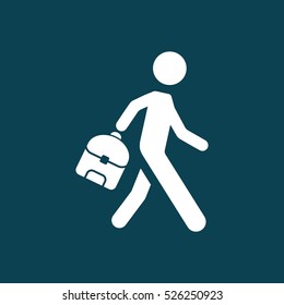 pupil student schoolboy with backpack icon on blue background