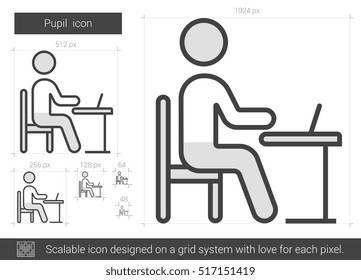 Pupil vector line icon isolated on white background. Pupil line icon for infographic, website or app. Scalable icon designed on a grid system.
