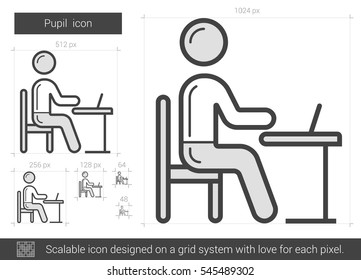 Icono de línea vectorial pupil aislado en fondo blanco. Icono de línea de alumno para infografía, sitio web o aplicación. Icono escalable diseñado en un sistema de cuadrícula.