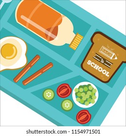 Pupils dinner poster Back to school concept.