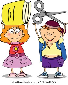 Pupils hold school things