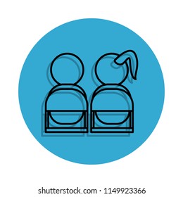 pupils icon. Element of school for mobile concept and web apps icon. Thin line icon with shadow in badge for website design and development, app development