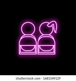 Pupils neon icon. Simple thin line, outline vector of school icons for ui and ux, website or mobile application