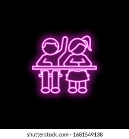 Pupils neon icon. Simple thin line, outline vector of school icons for ui and ux, website or mobile application