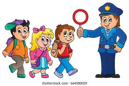 Pupils and policeman image 1 - eps10 vector illustration.