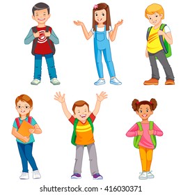 pupils with school backpacks