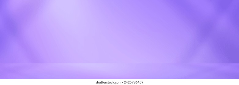 Puple Background Studio with shadow on wall,Empty room with monochromatic spot light and shadow on floor.Vector Minimal 3d banner for product presentation,Backdrop template with copy space