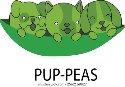 Pup-peas: Design with peas disguised as puppies in a shell