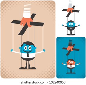 Puppet: Concept illustration with puppet. It is in 3 versions. No transparency and gradients used.