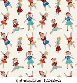 puppet dolls seamless vectored pattern