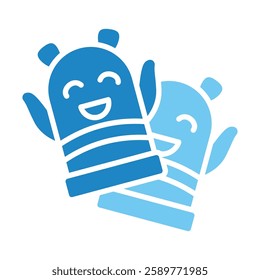 Puppet dual tone blue color, mini illustration icon. use for modern concept, print, UI, UX kit, web and app development. Vector EPS 10, related to entertainment, festival, funfair and hobbies.