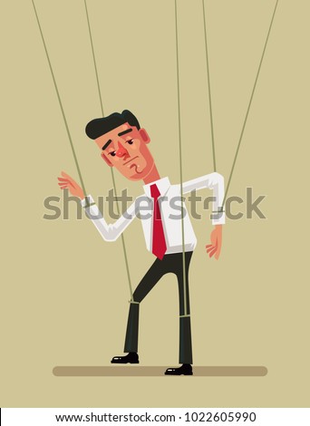 Puppet employee office worker man. Vector flat illustration