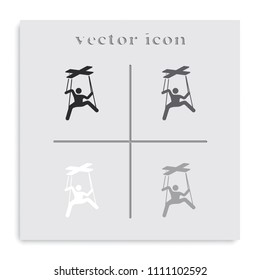 Puppet flat black and white vector icon.
