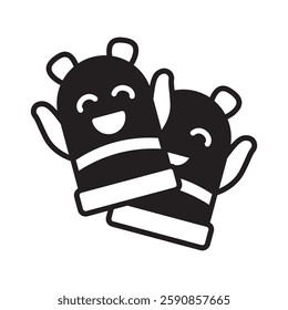 Puppet glyph, mini illustration icon. use for modern concept, print, UI, UX kit, web and app development. Vector EPS 10, related to entertainment, festival, funfair and hobbies.