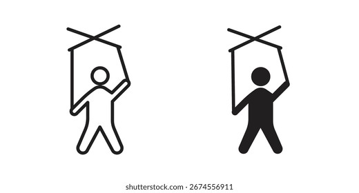 Icono de marioneta en estilo de moda plano y forro para diseños de ui App