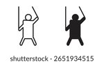 Puppet icon. Flat and stroke versions. Graphic elements.