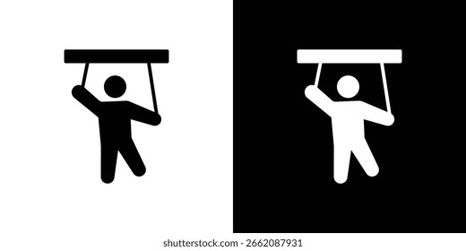 Silueta aislada del icono de la marioneta en el fondo blanco. Ilustración vectorial.