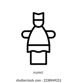 icono de marioneta. Diseño De Estilo De Arte De Línea Aislado En Fondo Blanco